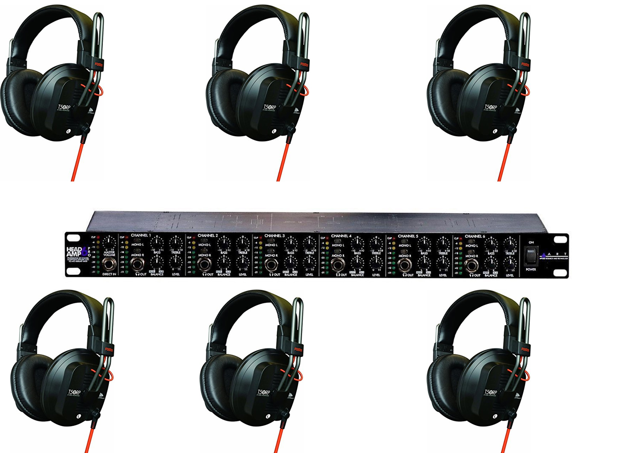 ART HeadAmp6PRO 6Channel Rack Mount Headphone Amp W/ 6 Pairs of Fostex