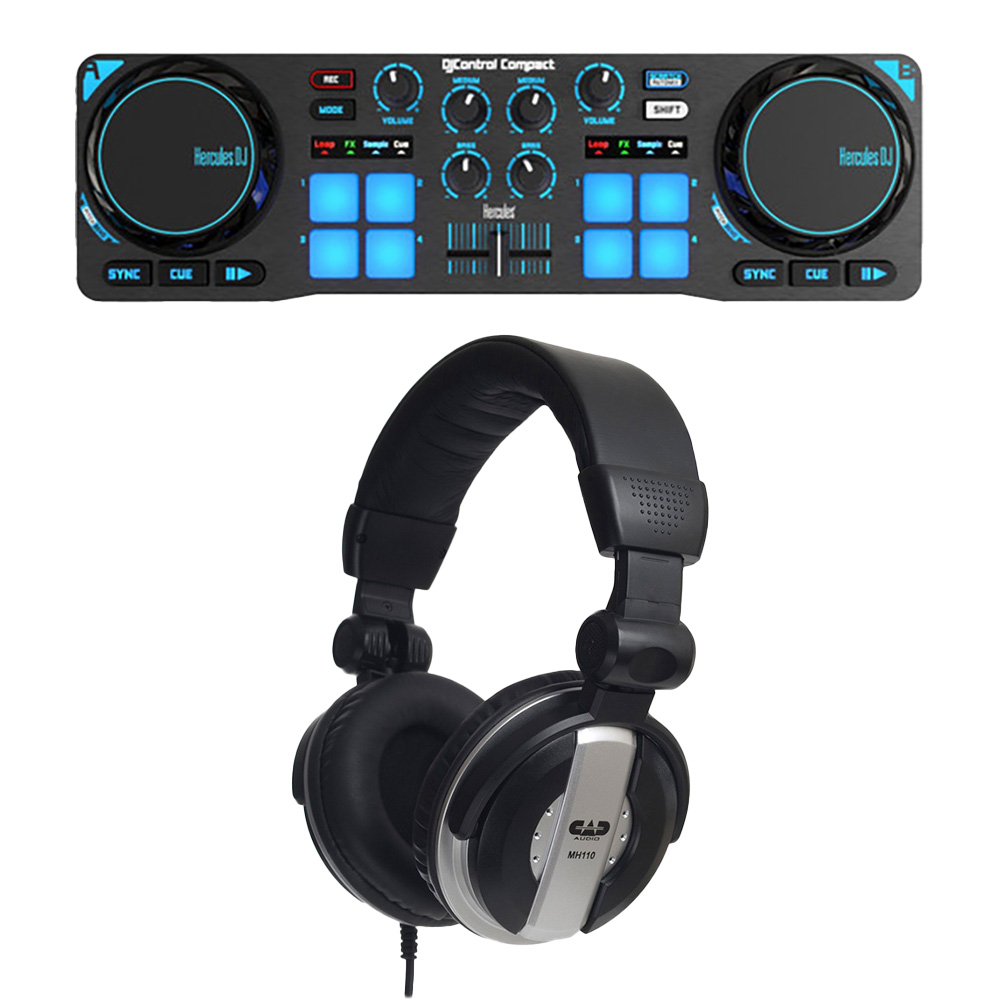 Hercules DJ Control Compact Mobile USB Controller w/MH110 Studio